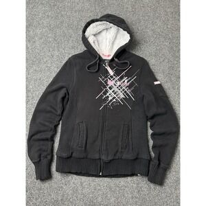 Womens Hoodie Klim Full Zip Black Sherpa Lined Jacket, Size M